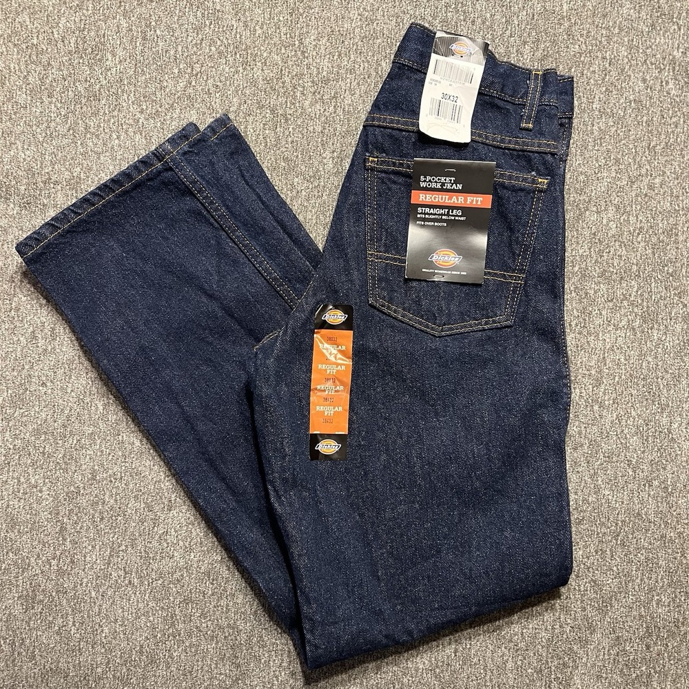 NWT Dickies 30 x 32 Regular Fit Straight Flex Denim Tinted Khaki Mens Jeans‎